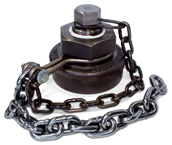 4-Inch Ductile Iron Bottom Outlet Cap with Black Butyl Gasket and Carbon Steel Chain