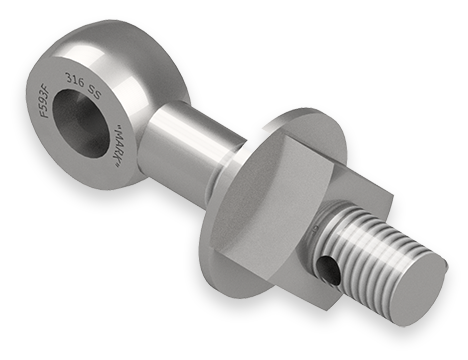 1 x 5-Inch Stainless Steel Eyebolt Assembly with Seal Hole, Heavy Square Nut