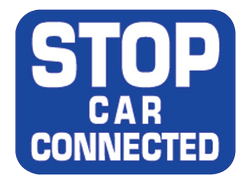 Stop Car Connected Sign Plate, Blue