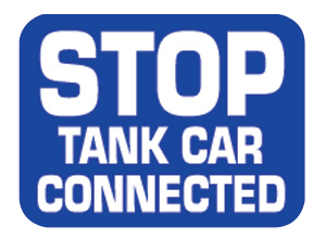 Stop Tank Car Connected Sign Plate, Blue