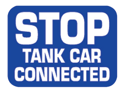 Stop Tank Car Connected Sign Plate, Blue