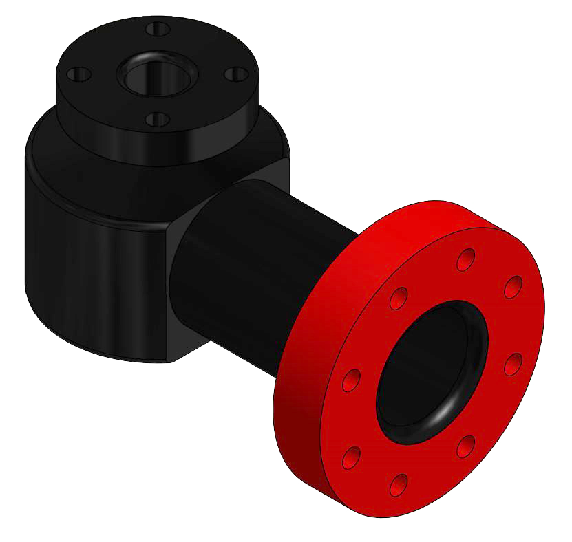 Pipe Elbow 4 inch x 2 inch ANSI flange x 90º, 8 inch height, 5-3/16 inch length