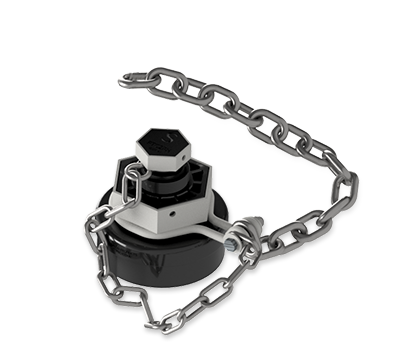 4-Inch Nylon Bottom Outlet Cap with Carbon Steel Chain